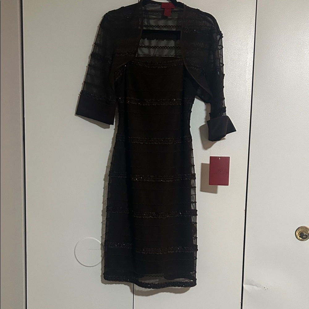 Chic Black Long Sleeve Dress with Sheer Detail